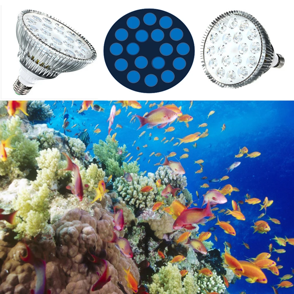 PAR38 54W Coral Reef Used LED Aquarium Light Full Spectrum E27 Blue 450nm Led Corals Fish Tank Plant Grow LPS|led coral reef|full spectrum e27full |