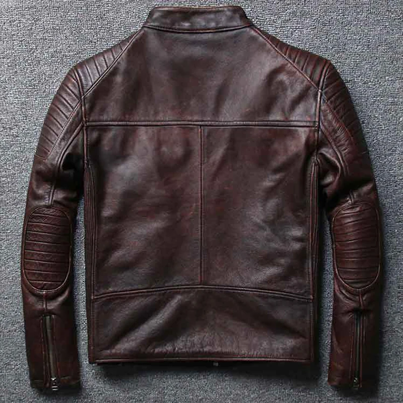European Standard Quality Mens Cow Leather Coats Real Picture Bomber Flight Jacket XXXXL Overcoats 2020 A570 | Мужская одежда