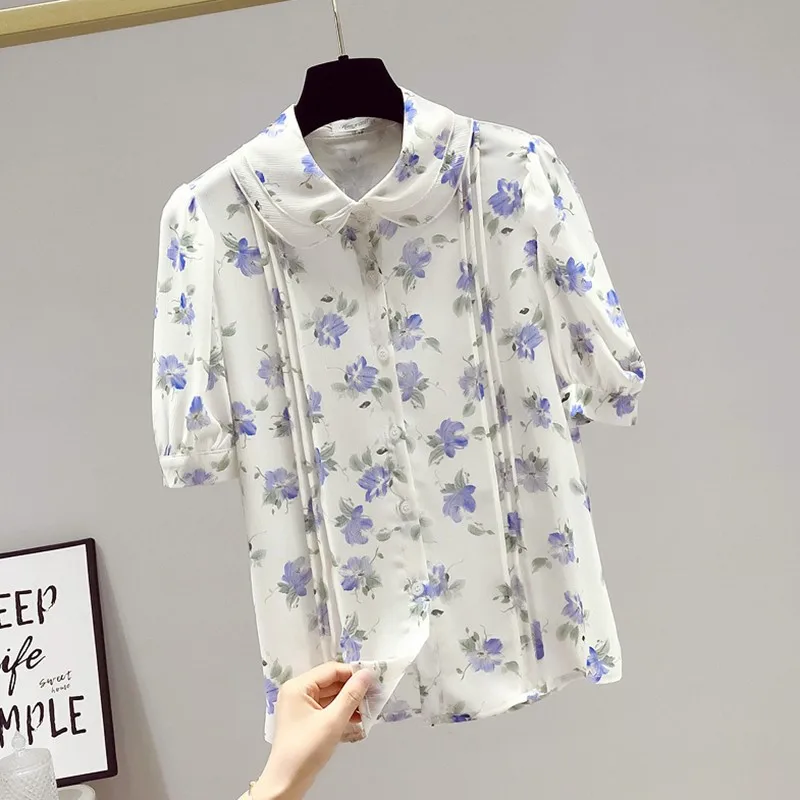 Women Summer Casual Chiffon Shirts New Arrival 2021 Korean Style Peter Pan Collar Floral Print Loose Ladies Elegant Tops W375
Women Summer Casual Chiffon Shirts New Arrival 2021 Korean Style Peter Pan Collar Floral Print Loose Ladies Elegant Tops W375