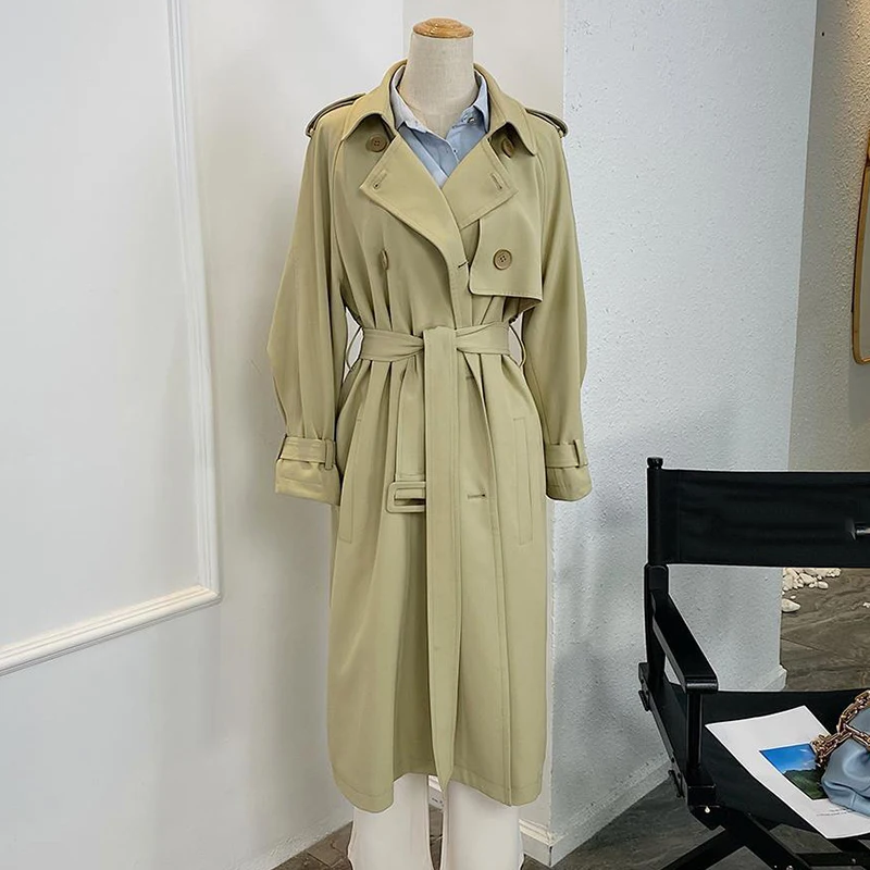 Spring Autumn Women Fashion Turn-down Collar Double Breasted Long Trench Office Lady Solid Color Lace-up Buttons Jacket
Spring Autumn Women Fashion Turn-down Collar Double Breasted Long Trench Office Lady Solid Color Lace-up Buttons Jacket
