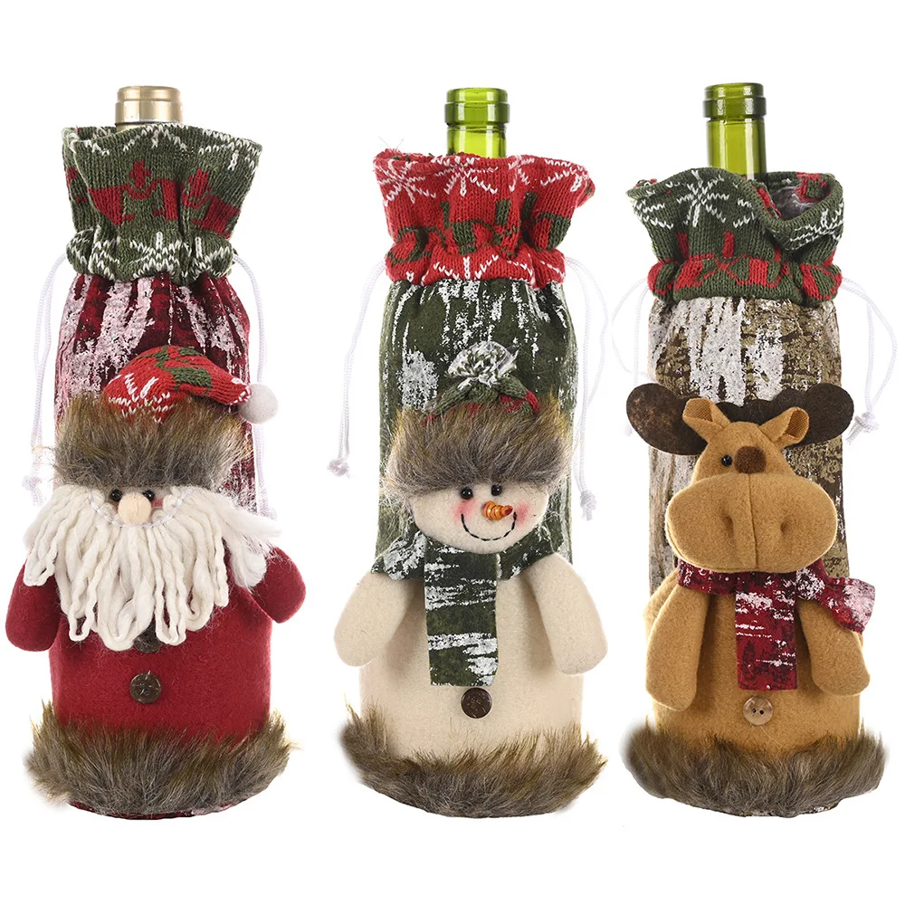 Christmas Decoration Wine Bottle Bag Knitted Imitation Bark Santa Claus Gift Bag Xmas Table Decorations Home Navidad Decor 2021
Christmas Decoration Wine Bottle Bag Knitted Imitation Bark Santa Claus Gift Bag Xmas Table Decorations Home Navidad Decor 2021