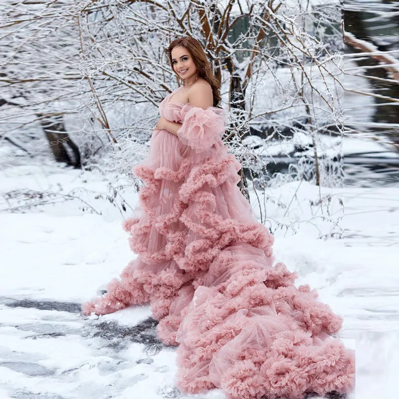 Maternity Robes Dresses Puffy Ruffles Elegant Maternity Dress For Photo Shoot Mesh Off Shoulder Evening Dresses For Baby Shower
Maternity Robes Dresses Puffy Ruffles Elegant Maternity Dress For Photo Shoot Mesh Off Shoulder Evening Dresses For Baby Shower