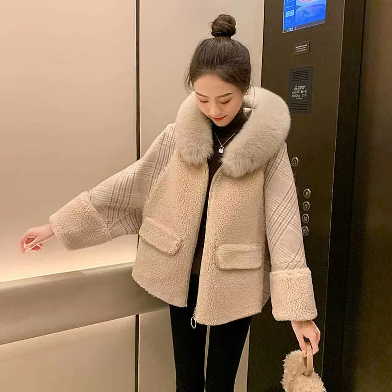 Lambswool coat female 2021 new winter cashmere thickening small fur collar short style parker overcome wear
Lambswool coat female 2021 new winter cashmere thickening small fur collar short style parker overcome wear