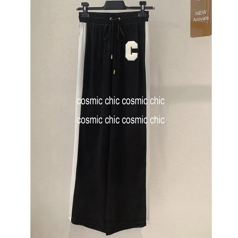 Women Lady Casual Wide Leg Drawstring Elastic Waist Side White Edge Black Sports Pants Letter Embroidery
Women Lady Casual Wide Leg Drawstring Elastic Waist Side White Edge Black Sports Pants Letter Embroidery