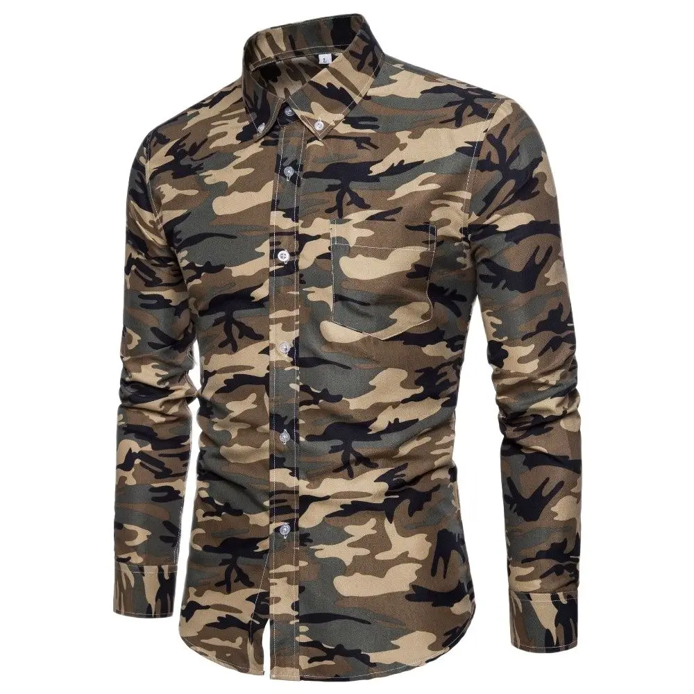 High Quality Men Shirt Fashion 2018 Autumn New Luxury Camouflage Print Shirt Dress Long Sleeve Slim Fit Casual Striped Shirts
High Quality Men Shirt Fashion 2018 Autumn New Luxury Camouflage Print Shirt Dress Long Sleeve Slim Fit Casual Striped Shirts