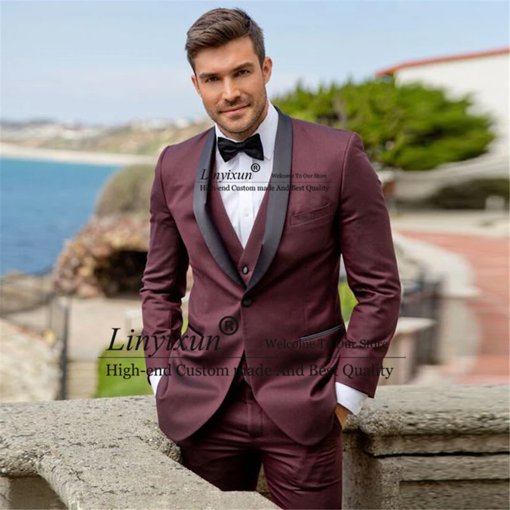 Burgundy Mens Suit Slim Fit Formal Tuxedo Wedding Bridegroom 3 Piece Set Party Prom Blazers Terno Masculino (Jacket+Vest+Pants)
Burgundy Mens Suit Slim Fit Formal Tuxedo Wedding Bridegroom 3 Piece Set Party Prom Blazers Terno Masculino (Jacket+Vest+Pants)