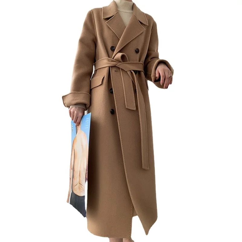 Women High Quality Woolen Coat Turn Down Collar Double Breasted Long Wool Coat Camel Women Warm Cashmere Coat Casaco Feminino
Women High Quality Woolen Coat Turn Down Collar Double Breasted Long Wool Coat Camel Women Warm Cashmere Coat Casaco Feminino