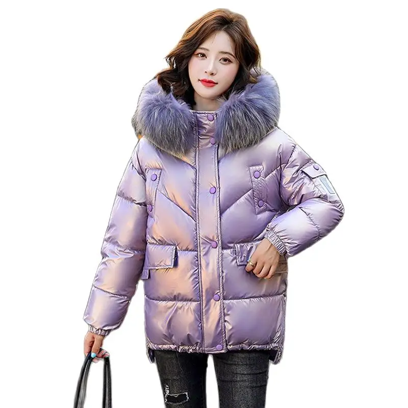 2021 Winter Women's Clothing Glossy Short Puffer Jacket Plus Size Thick Warm Quilted Coat Women Fur Collar Hooded Cotton Parkas
2021 Winter Women's Clothing Glossy Short Puffer Jacket Plus Size Thick Warm Quilted Coat Women Fur Collar Hooded Cotton Parkas