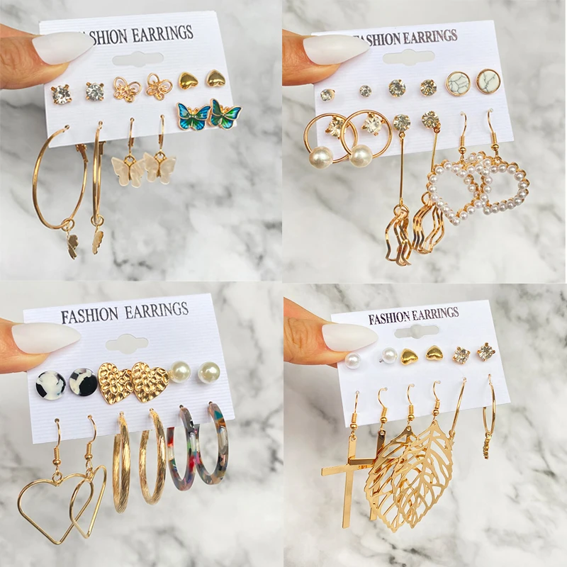 FAMSHIN Bohemian Gold Hoop Earrings Set Women Pearl Hoop Earrings Oversize Metal Circle Punk Earring 2021 Female Fashion Jewelry
FAMSHIN Bohemian Gold Hoop Earrings Set Women Pearl Hoop Earrings Oversize Metal Circle Punk Earring 2021 Female Fashion Jewelry