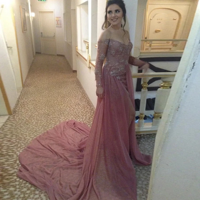 Sexy V Neck Tulle Lace Prom Dresses Long Sleeve Sparkling Beading Applique Split Long Evening Dress Robe De Soiree Party Dresses
Sexy V Neck Tulle Lace Prom Dresses Long Sleeve Sparkling Beading Applique Split Long Evening Dress Robe De Soiree Party Dresses