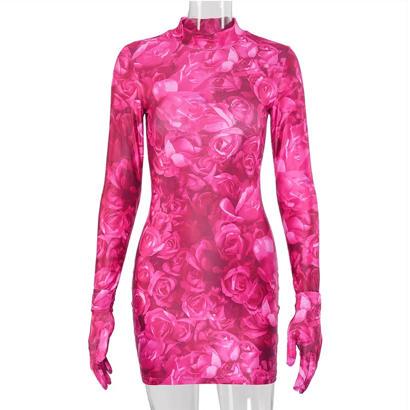 Sexy Strapless Stand Collar Fashion Rose Print Wear Gloves Skinny Package Hip Dress Bar Bodycon Elegant Party Night Chic Dress
Sexy Strapless Stand Collar Fashion Rose Print Wear Gloves Skinny Package Hip Dress Bar Bodycon Elegant Party Night Chic Dress