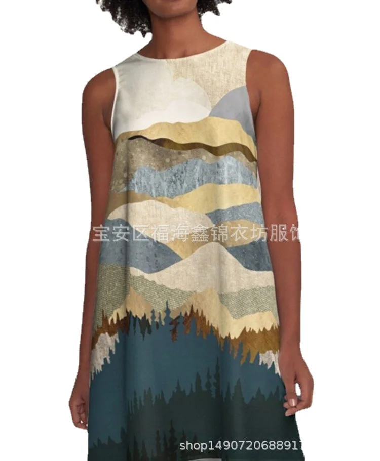 Printing Landscape Pattern Sleeveless Round Neck Mid-length Dress O Neck Streetwear Loose Plus Maxi Size Dress Summer 2021
Printing Landscape Pattern Sleeveless Round Neck Mid-length Dress O Neck Streetwear Loose Plus Maxi Size Dress Summer 2021