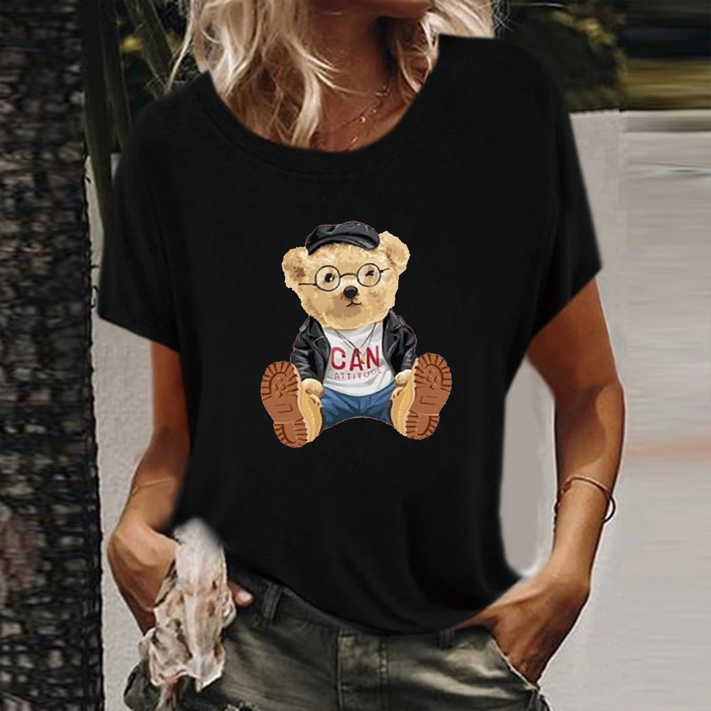 New Women Casual T Shirt Bear Cartoon Print Sweet Tee Shirt Female Short Sleeve Round Neck Graphic T Shirts Harajuku Top Clothes
New Women Casual T Shirt Bear Cartoon Print Sweet Tee Shirt Female Short Sleeve Round Neck Graphic T Shirts Harajuku Top Clothes