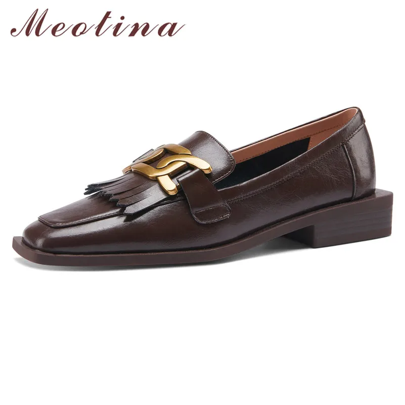 Meotina Fringe Square Toe Genuine Leather Loafers Shoes Women Low Heels Pumps Metal Decoration Slip On Block Heel Footwear 34-40
Meotina Fringe Square Toe Genuine Leather Loafers Shoes Women Low Heels Pumps Metal Decoration Slip On Block Heel Footwear 34-40
