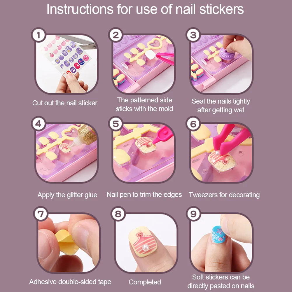 Kids Makeup Set Nail Art Tools Kit Stickers Toy For Girls color DIY Decoration Party Dressing Box Gift | Игрушки и хобби