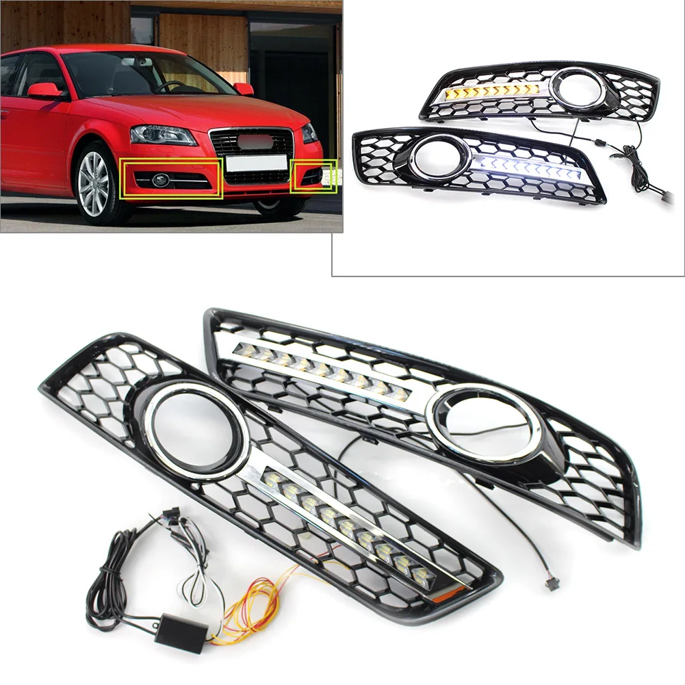 For Audi A3 8P 2009 2010 2011 2012 2013 Car Styling Front Fog Light Lamp Cover Honeycomb Mesh Grill w/ LED Light Left/Right 2Pcs
For Audi A3 8P 2009 2010 2011 2012 2013 Car Styling Front Fog Light Lamp Cover Honeycomb Mesh Grill w/ LED Light Left/Right 2Pcs