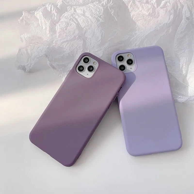 Фиолетовый матовый мягкий Tpu чехол для телефона IPhone12 Pro Max 7 8 Plus11 X XS XR однотонные