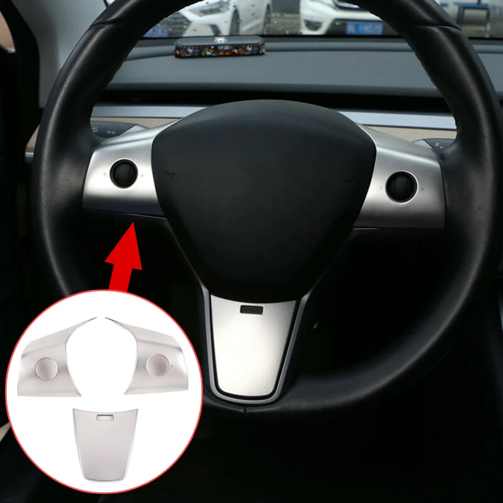 3pcs 1set Steering Wheel Cover Trim Car Matte Silver Stainless Steel For Tesla Model 3 Stickers Accessories Styling Durable
3pcs 1set Steering Wheel Cover Trim Car Matte Silver Stainless Steel For Tesla Model 3 Stickers Accessories Styling Durable