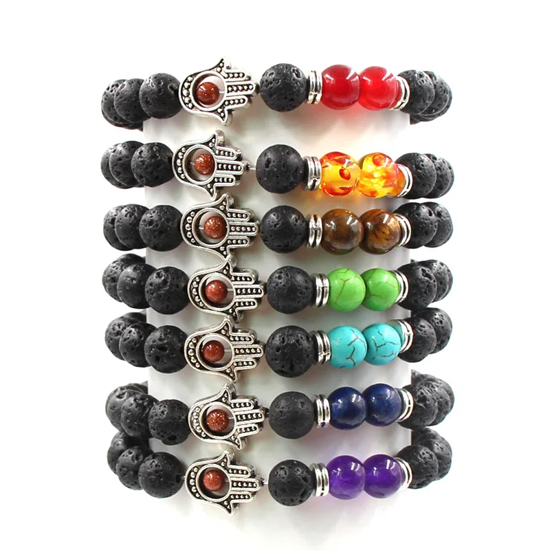 New Natural Stone Charm Bracelet Black Lava Matte Beaded Palm-shaped decoration Handmade Men Women Prayer Beads Braceiet Jewelry
New Natural Stone Charm Bracelet Black Lava Matte Beaded Palm-shaped decoration Handmade Men Women Prayer Beads Braceiet Jewelry