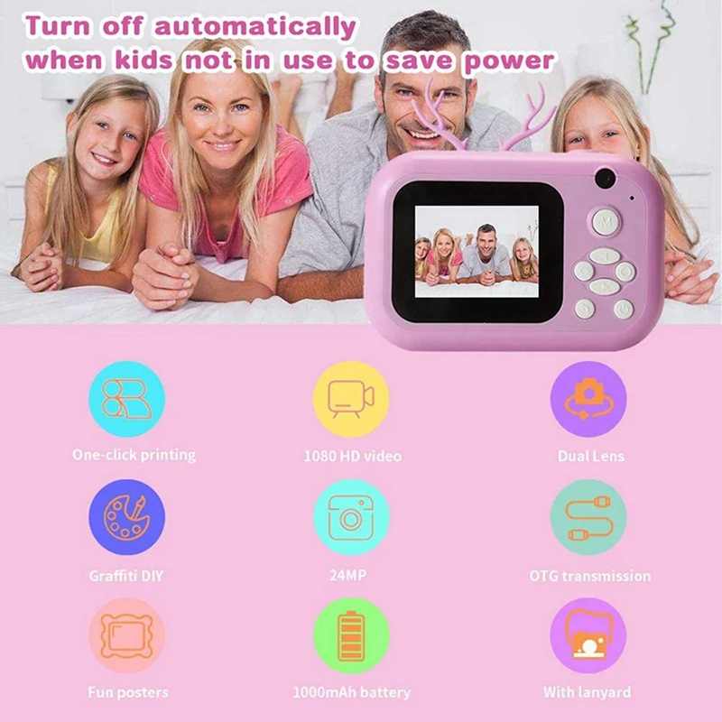 2 Pcs for Kids 1080P 2.4 Inch Color Screen Digital Video Camera with Paper Film and 16GB SD Card, Blue & Pink
2 Pcs for Kids 1080P 2.4 Inch Color Screen Digital Video Camera with Paper Film and 16GB SD Card, Blue & Pink