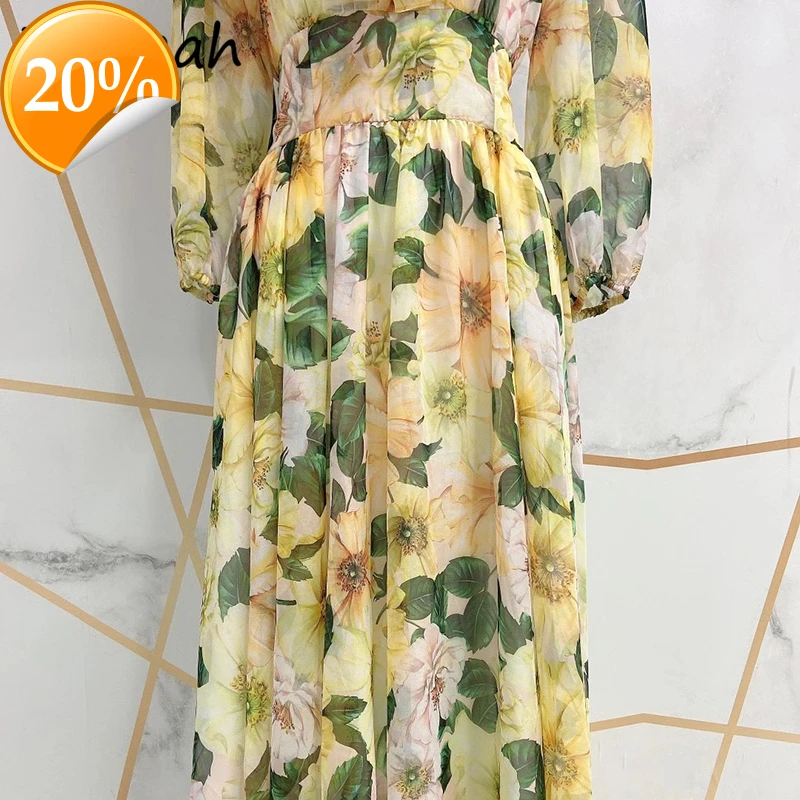 Spring Women Fashion Designer Party A-Line Dress Bow Lantern Shell Floral Print Ladies Take Chiffon Long Clothes 2021
Spring Women Fashion Designer Party A-Line Dress Bow Lantern Shell Floral Print Ladies Take Chiffon Long Clothes 2021