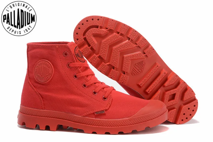 Классические парусиновые ботинки PALLADIUM Pampa красные по щиколотку ковбойские