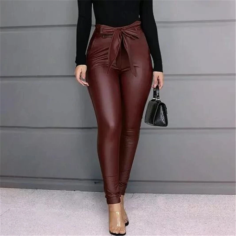 Women's Leggings PU Leather High Waisted Pants Stretchy Bowknot Skinny Pencil Trousers Bow Womens Pants Black Wine Red Trousers
Women's Leggings PU Leather High Waisted Pants Stretchy Bowknot Skinny Pencil Trousers Bow Womens Pants Black Wine Red Trousers