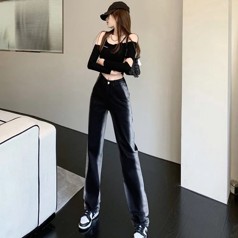 2021Women's Straight Loose Black and White Two-tone Jeans High Waist Casual Gradient Color Trousers Spring Autumn Wide-leg Jeans
2021Women's Straight Loose Black and White Two-tone Jeans High Waist Casual Gradient Color Trousers Spring Autumn Wide-leg Jeans