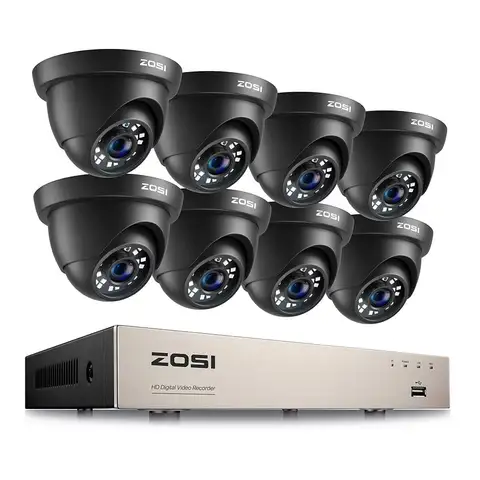 ZOSI 8CH 1080P система безопасности камеры H.265 + 8CH 5MP Lite HD CCTV DVR рекордер 8 шт. 2MP камера для внутреннего/наружного Купольные Камеры видеонаблюдения