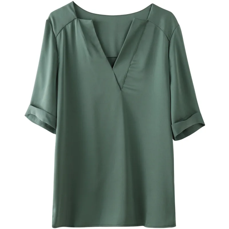 Baizi 2021 summer new style Korean fashion simple V-neck satin blouse women's solid color wild short-sleeved chiffon shirt
Baizi 2021 summer new style Korean fashion simple V-neck satin blouse women's solid color wild short-sleeved chiffon shirt