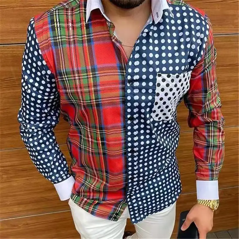 Men's patchwork printed shirt Hot Sale European American Men's Clothing Casual Grid Shirt Single-Breasted Cardigan Long Sleeve
Men's patchwork printed shirt Hot Sale European American Men's Clothing Casual Grid Shirt Single-Breasted Cardigan Long Sleeve