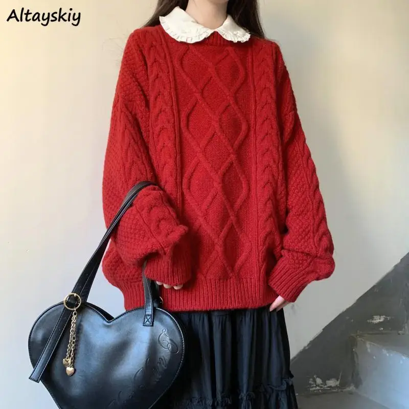 Christmas Sweater Women Lovely College Girls Clothing Loose Winter Fall Japanese Style Y2k All-match Twisted Knitwear Stylish
Christmas Sweater Women Lovely College Girls Clothing Loose Winter Fall Japanese Style Y2k All-match Twisted Knitwear Stylish