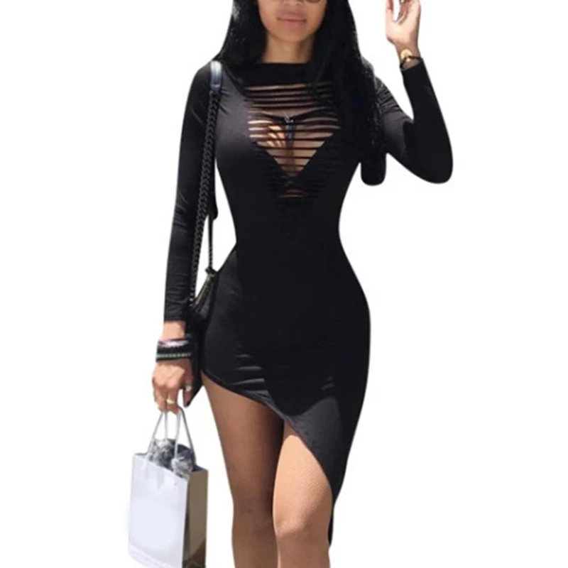 Sexy Women's Dress Autumn Hollow Out O Neck Long Sleeve Irregular Dress New Streetwear Silm Solid Color Female Dress
Sexy Women's Dress Autumn Hollow Out O Neck Long Sleeve Irregular Dress New Streetwear Silm Solid Color Female Dress