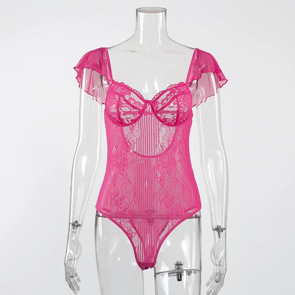 Women Floral Lace Transparent Bodysuit Top Lingerie Sexy V Neck Ruffle Sleeve Backless One Piece Mini Bodysuit Romper Sleepwear
Women Floral Lace Transparent Bodysuit Top Lingerie Sexy V Neck Ruffle Sleeve Backless One Piece Mini Bodysuit Romper Sleepwear