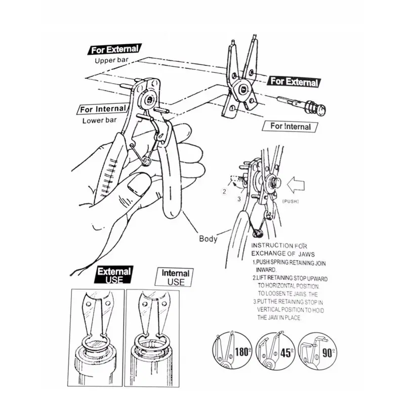 4 in 1 Set Multi Crimp Snap Ring Pliers Multifunction Pliers Tool Internal External Ring Remover Retaining Circlip Plier
4 in 1 Set Multi Crimp Snap Ring Pliers Multifunction Pliers Tool Internal External Ring Remover Retaining Circlip Plier