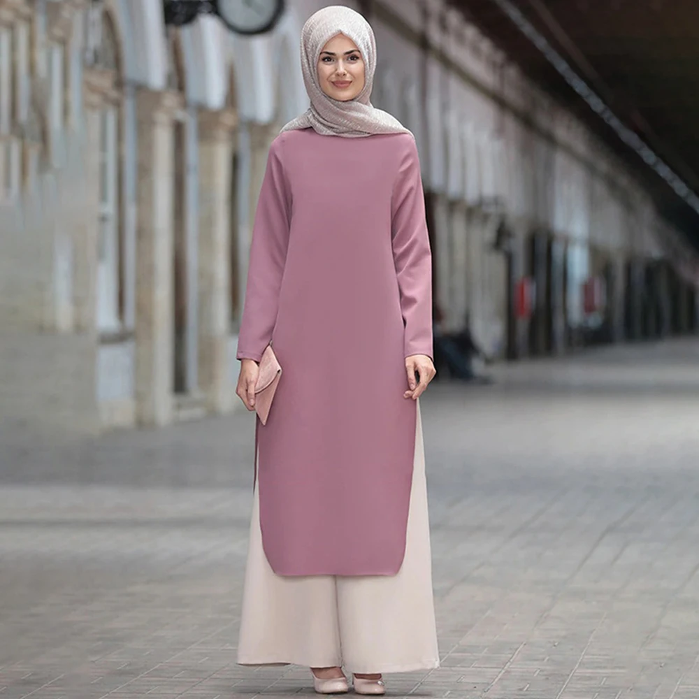 Muslim Abaya Dress Long Tops Arab Turkey Dubai Brief Solid Side Split O Neck Long Sleeve Top Eid Ranmadan Islamic Clothing Ropa
Muslim Abaya Dress Long Tops Arab Turkey Dubai Brief Solid Side Split O Neck Long Sleeve Top Eid Ranmadan Islamic Clothing Ropa