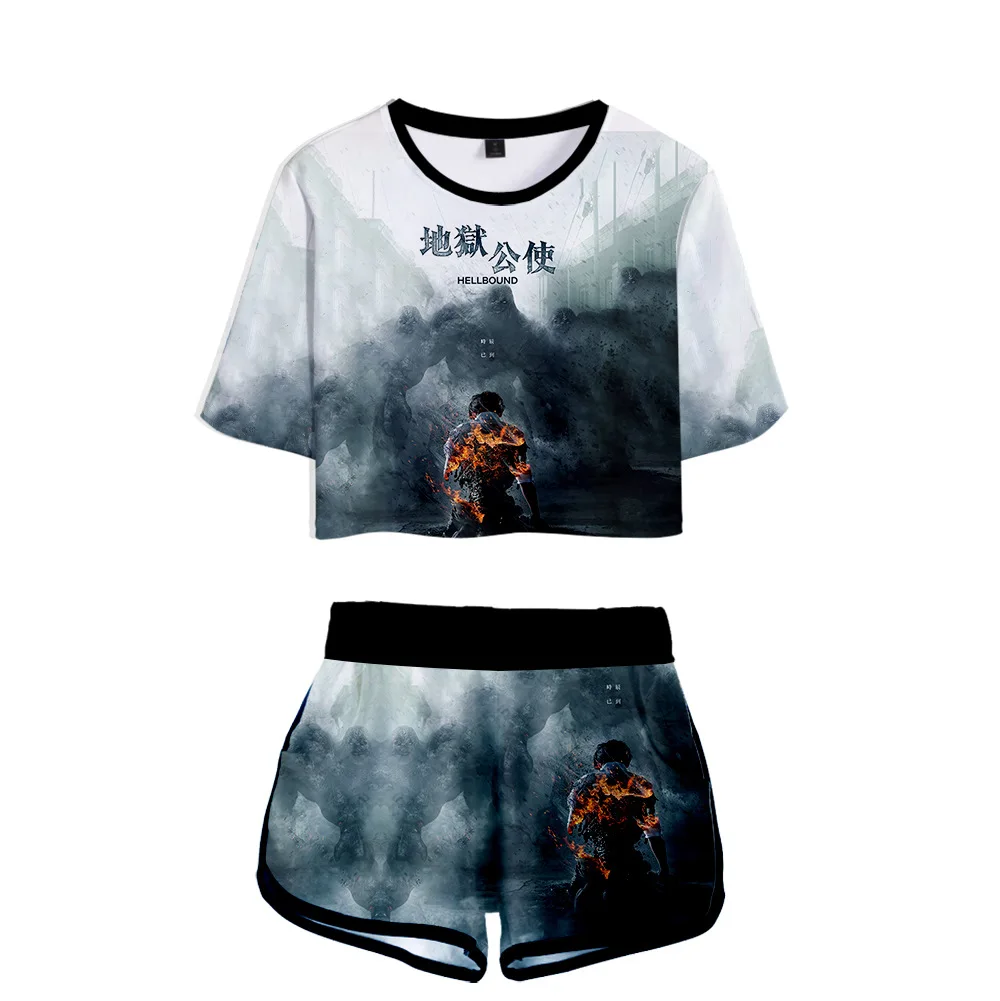 Popular 3D Hellbound Women's Two Piece Sets Fashion Crop Tops T-shirt+Shorts Casual Summer Hip Hop Girls Pretty Suits
Popular 3D Hellbound Women's Two Piece Sets Fashion Crop Tops T-shirt+Shorts Casual Summer Hip Hop Girls Pretty Suits