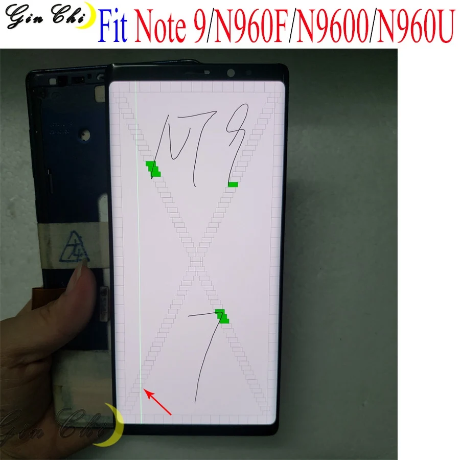 ЖК дисплей сенсорный для Samsung Note 9 N960 Note9 с полосой дефектом|Экраны мобильных