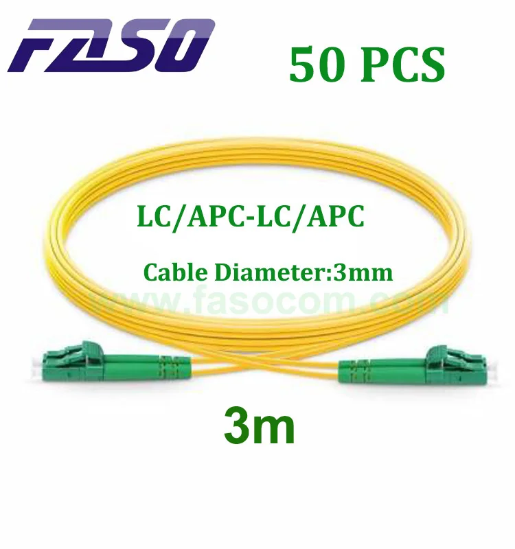 

FASO 50PCS 3M LC/APC-LC/APC Fiber Optic Patch Cord Single-mode G652D Dx Core 3.0mm Yellow LSZH Jacket Optical Fiber Jumper