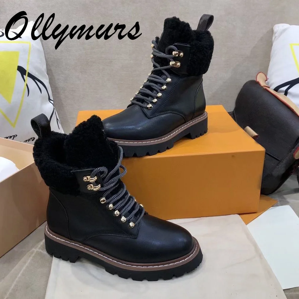 Ollymurs New Genuine Leather Sheep Wool Warm Ankle Boots luxury Designer Winnter Snow Boots Female Women Shoes
Ollymurs New Genuine Leather Sheep Wool Warm Ankle Boots luxury Designer Winnter Snow Boots Female Women Shoes