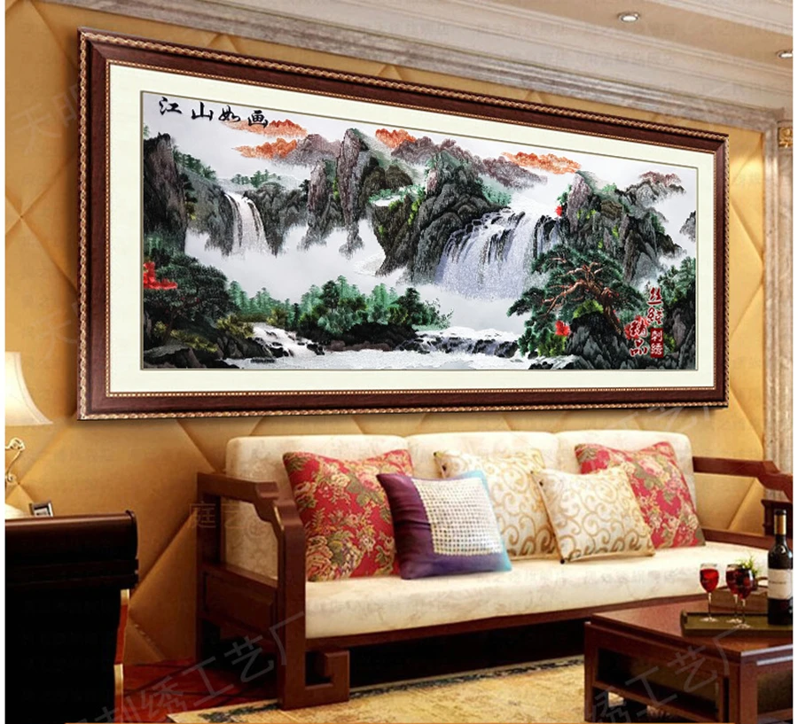 Suzhou embroidery pure silk embroidery landscape mural living room study office tea restaurant interior decoration painting gift
Suzhou embroidery pure silk embroidery landscape mural living room study office tea restaurant interior decoration painting gift