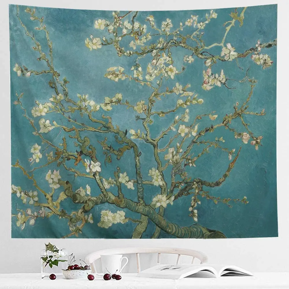 

Гобелен Ван Гога, настенный подвесной цветок миндаля, натуральные растения, деревенская стена, домашний декор, подходит для спальни, общежи...