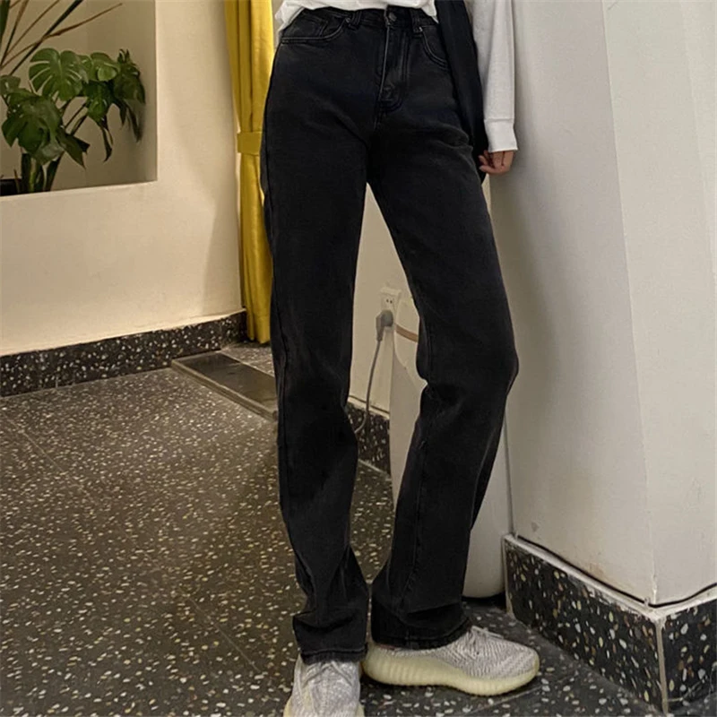 Фото Джинсовые прямые брюки в ретро стиле для женщин верхняя одежда гонконгском весны