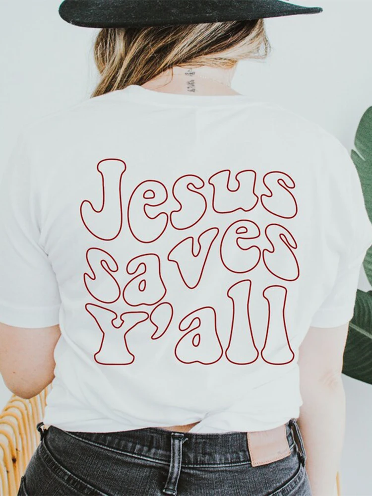 Jesus Saves Y'all Back Printed Women T Shirts Causal Harajuku Faith Hope Love Religious Clothes Laides Church Top Dropshipping
Jesus Saves Y'all Back Printed Women T Shirts Causal Harajuku Faith Hope Love Religious Clothes Laides Church Top Dropshipping