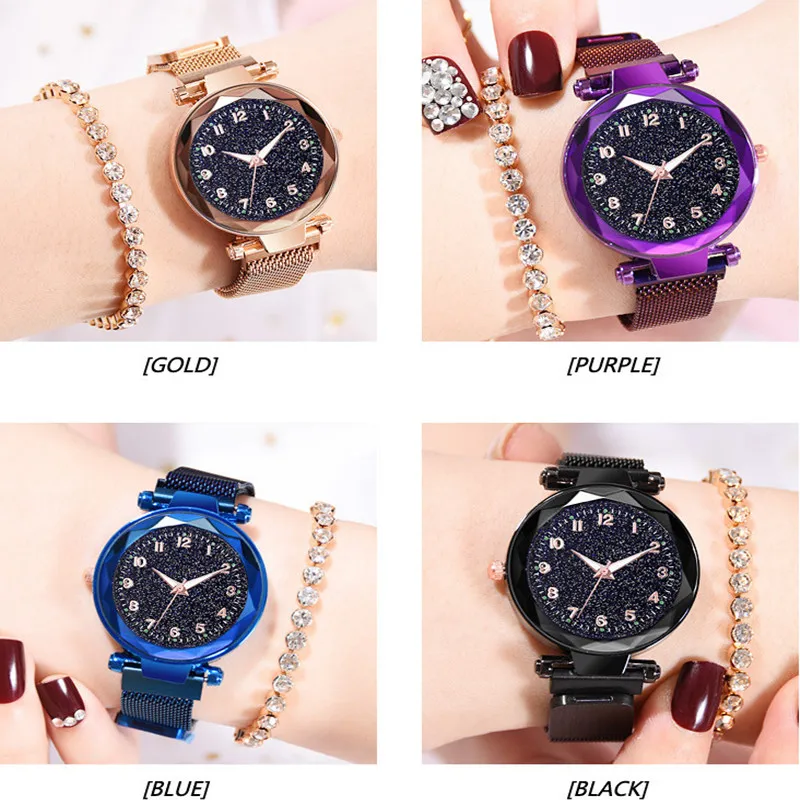 Hot Sale Women Magnet Buckle Starry Sky Luminous Watch Luxury Ladies Stainless Steel Quartz Watch Relogio Feminino
Hot Sale Women Magnet Buckle Starry Sky Luminous Watch Luxury Ladies Stainless Steel Quartz Watch Relogio Feminino
