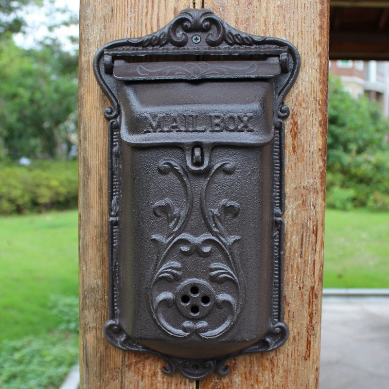 European Vintage Home Garden Decor Middle Size Heavy Sturdy Cast Iron Wall Mounted Mail Box Post Mailbox Letter Boxes | Дом и сад