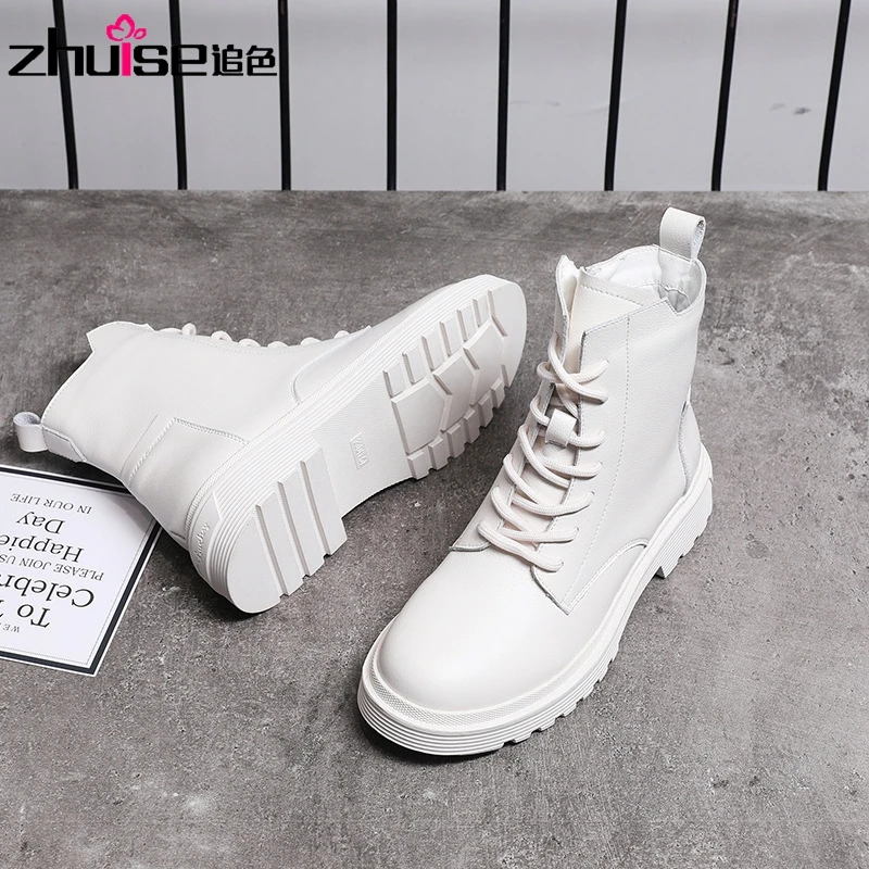 

2021 autumn and winter new leather thick heel short boots female Yang Mi the same style Martin boots thin thin boots