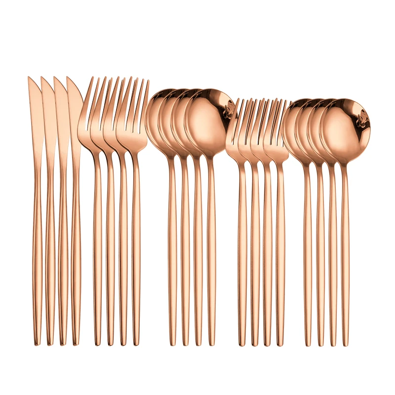 Stainless Steel Cutlery Set 20 pcs Rose Gold Dinnerware Set Fork Spoon Knive Dinner Set Tableware Western Complete Dropshipping
Stainless Steel Cutlery Set 20 pcs Rose Gold Dinnerware Set Fork Spoon Knive Dinner Set Tableware Western Complete Dropshipping