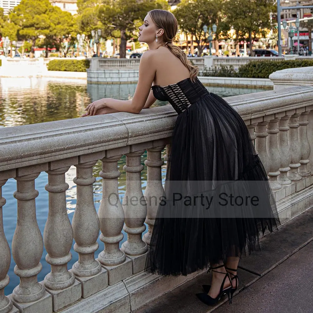 Black Net/Tulle Tea length Party Dresses A-line Sleeveless Draped Party Gowns Sweetheart Simple sexy Evening Dresses Fashion 
Black Net/Tulle Tea length Party Dresses A-line Sleeveless Draped Party Gowns Sweetheart Simple sexy Evening Dresses Fashion
