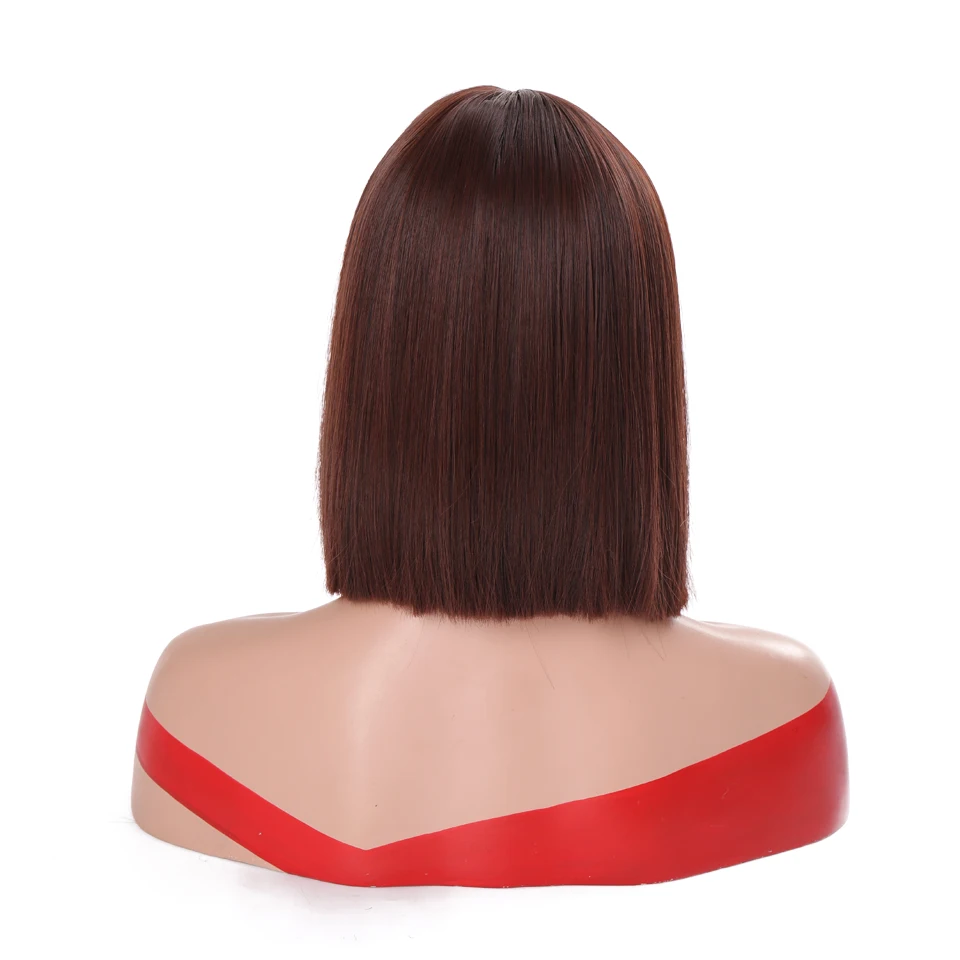 BUQI 12-дюймовый Короткий прямой парик с челкой для женщин средней длины